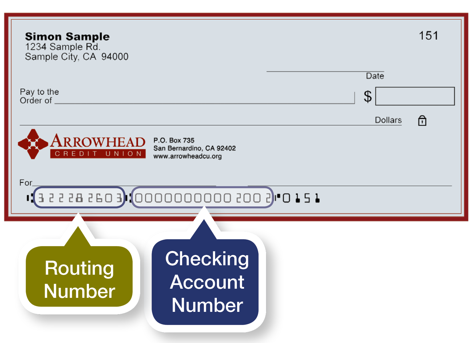 checkbook routing number