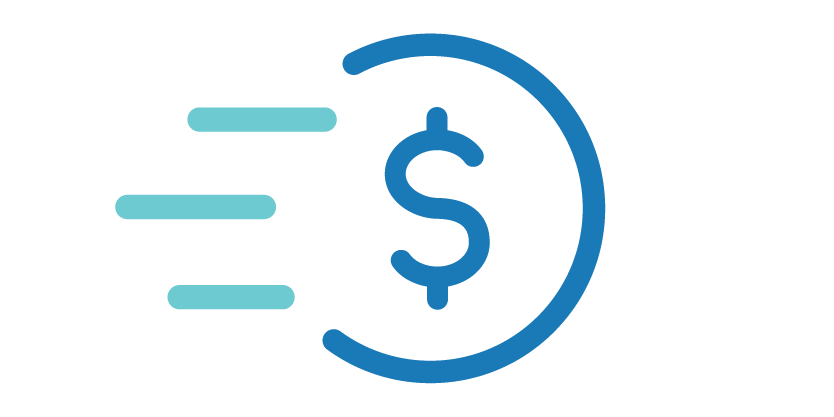 dollar sign with movement marks